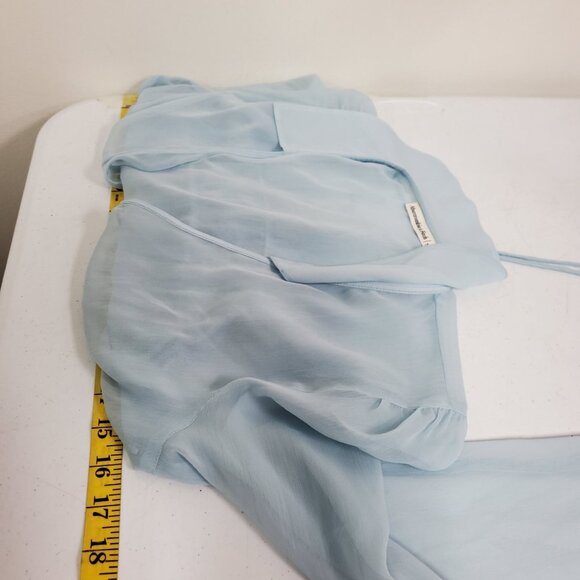 Abercrombie Fitch Women Sheer Coquette Tie Front Top Size XS Blue Fairy Ethereal - Picture 6 of 9